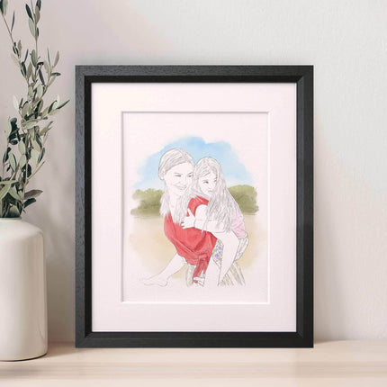 Watercolour Line People Portrait - Custom Portrait Art