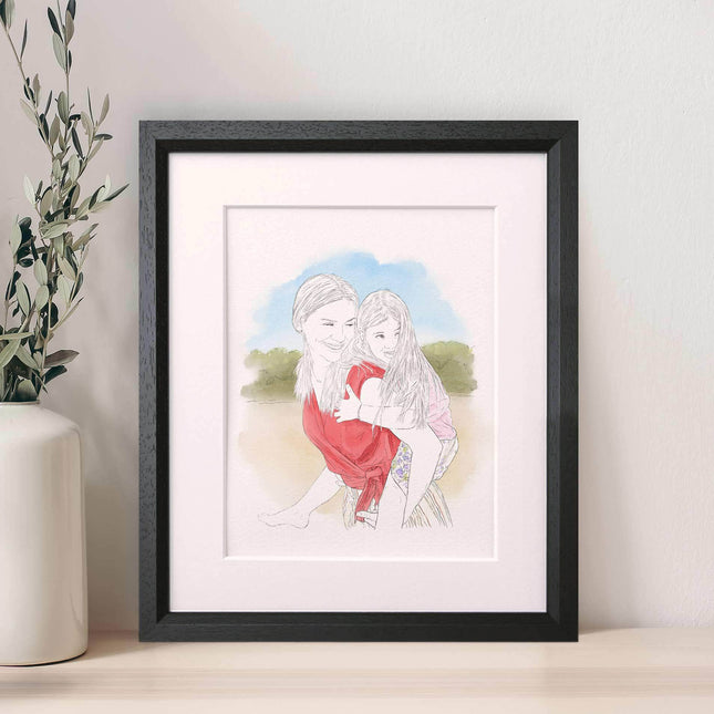 Watercolour Line People Portrait - Custom Portrait Art
