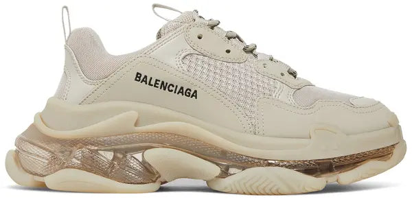 Men's Balenciaga Triple S  Clear Sole - Beige Sneakers