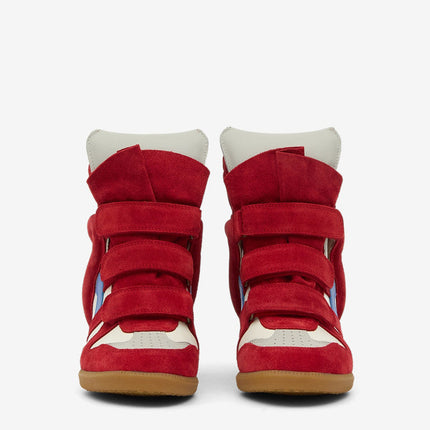 Men's Isabel Marant Bekett Hidden Wedge High Top Red Sneakers