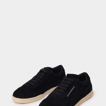 Men's Emporio Leather And Suede Black Sneakers