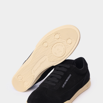 Men's Emporio Leather And Suede Black Sneakers