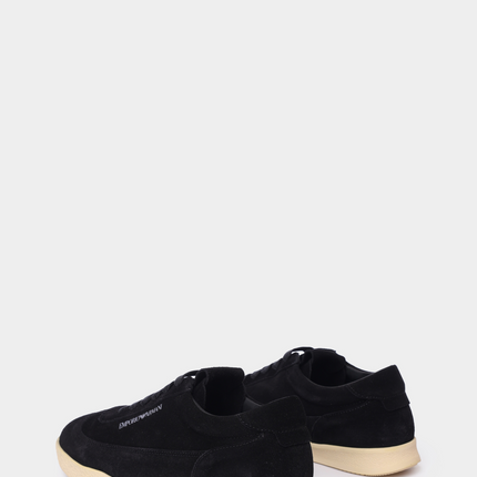 Men's Emporio Leather And Suede Black Sneakers