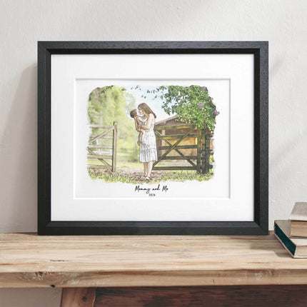 Mummy and Me Illustration - Custom Portrait Art