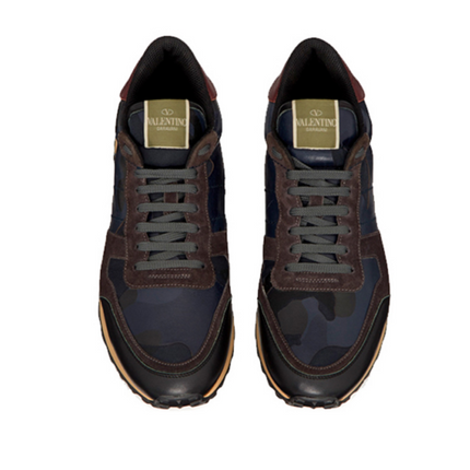 Men's Valentino Camo Rock Runners Camouflage Blue Sneakers