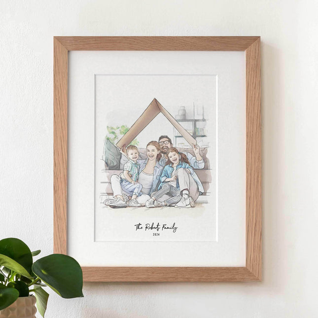 Personalised Family Line Portrait - Custom Portrait Art