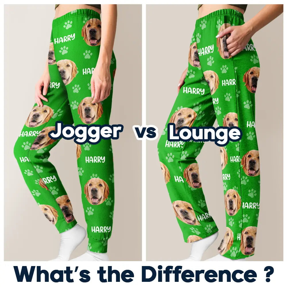 Custom Photo Funny Pet Face Pattern Dog Cat Family - Personalized Pajama Pants