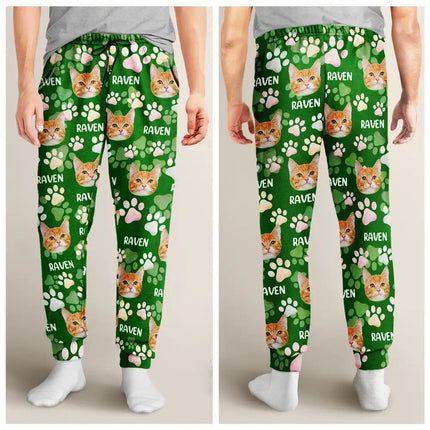 Custom Photo Lovely Pet Face Pattern Dog Cat Family - Personalized Pajama Pants