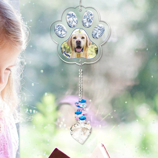 Custom Photo Sympathy Pet Memorial Gift Sorry You Have Lost - Personalized Heart Crystal Suncatcher