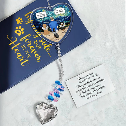 Forever In My Heart I Miss You Memorial Dog Cat - Personalized Heart Crystal Suncatcher