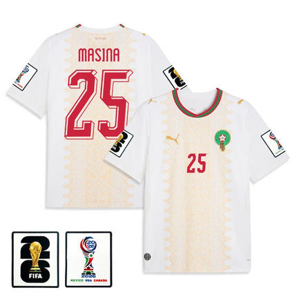 Adam Masina Morocco National Team 2026 x World Cup Patch Away Jersey – White