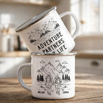 Adventure Partners For Life - Personalized Enamel Mug