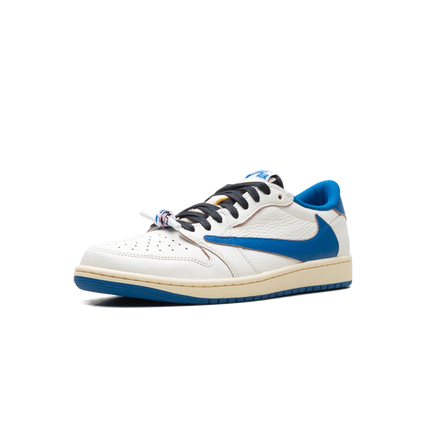 Men's Travis Scott x Air Jordan 1 Retro Low ‘ Sail Military Blue' Shoes