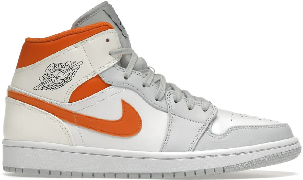 Men's Nike Air Jordan 1 Mid Starfish Pure Platinum Shoes