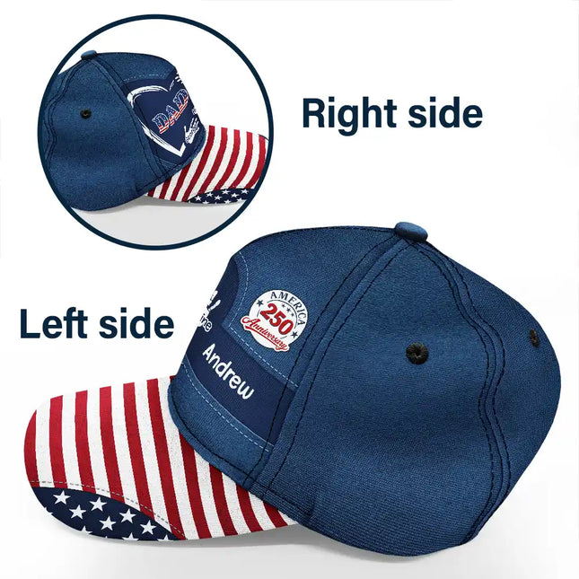 America 250 Anniversary Grandpa Dad Kids Handprints - Personalized Classic Cap