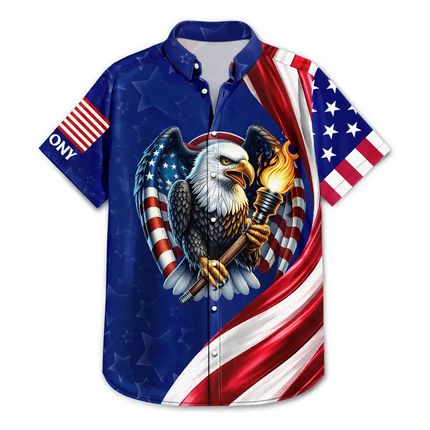 America 250th Anniversary US Pride Patriotic Eagle - Personalized Hawaiian Shirt
