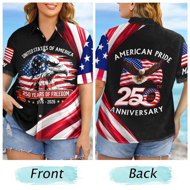 America 250th Anniversary US Pride Patriotic Eagle - Personalized Hawaiian Shirt