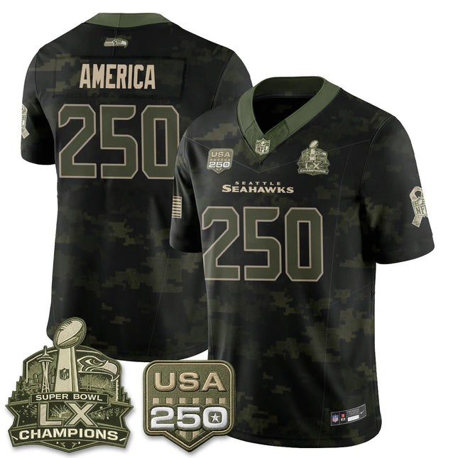 America Seattle Seahawks 2026 Salute to Service Edition Vapor Jersey - Camo