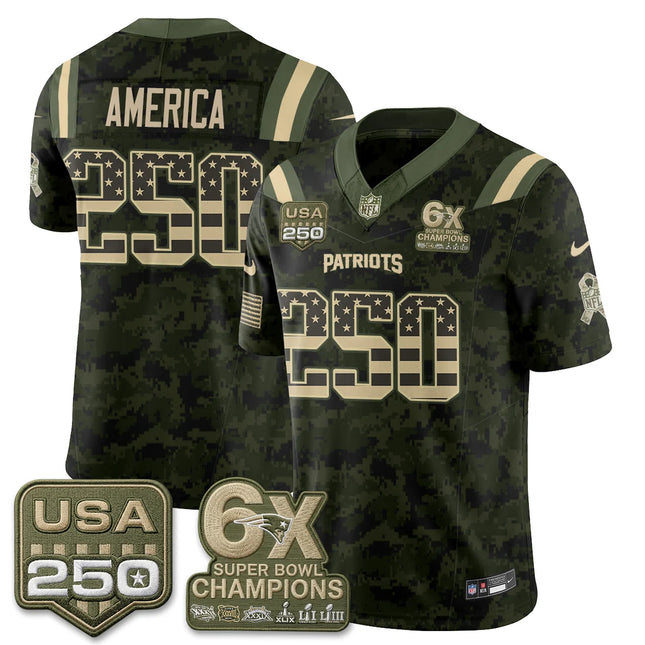 America New England Patriots 2026 Salute to Service Edition Vapor Jersey - Camo Flag