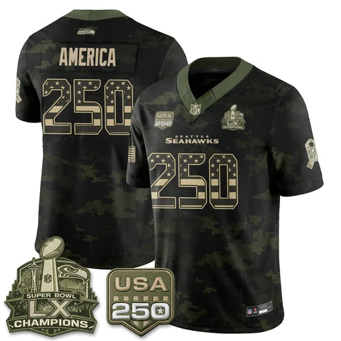 America Seattle Seahawks 2026 Salute to Service Edition Vapor Jersey - Camo Flag
