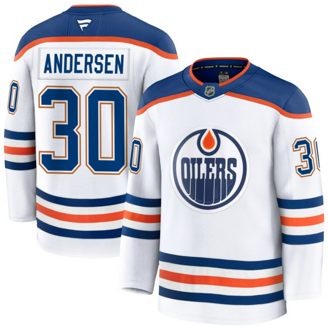 Frederik Andersen Edmonton Oilers 2026 Away Premium Jersey - White