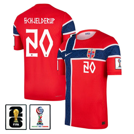 Andreas Schjelderup Norway National Team 2026 x World Cup Patch Home Jersey – Red