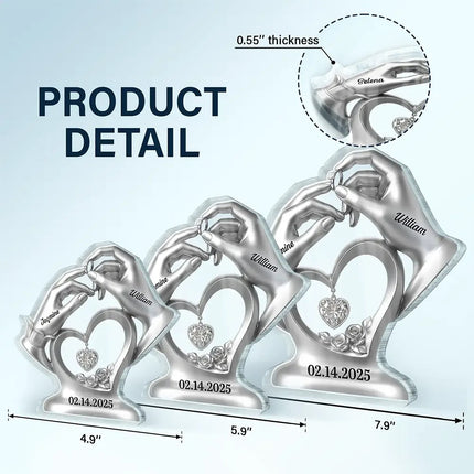 Anniversary Wedding Gifts For Couples - 3D Inflated Effect Printed, Personalized Custom Shaped Acrylic Plaque
