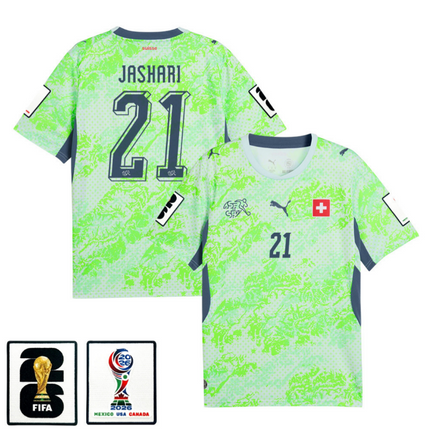 Ardon Jashari Switzerland National Team 2026 x World Cup Patch Away Jersey - Green