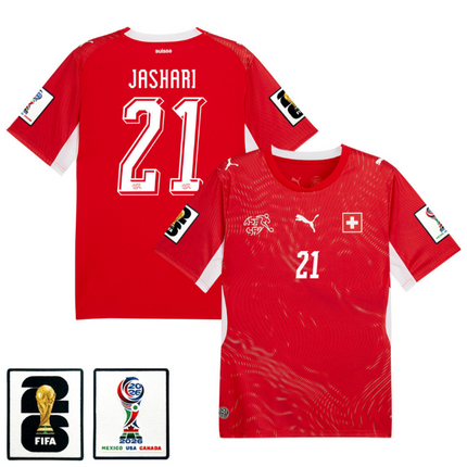 Ardon Jashari Switzerland National Team 2026 x World Cup Patch Home Jersey - Red