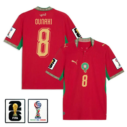 Azzedine Ounahi Morocco National Team 2026 x World Cup Patch Home Jersey – Red