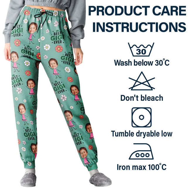 Custom Photo Best Grandma Nana Mom Ever - Personalized Pajama Pants