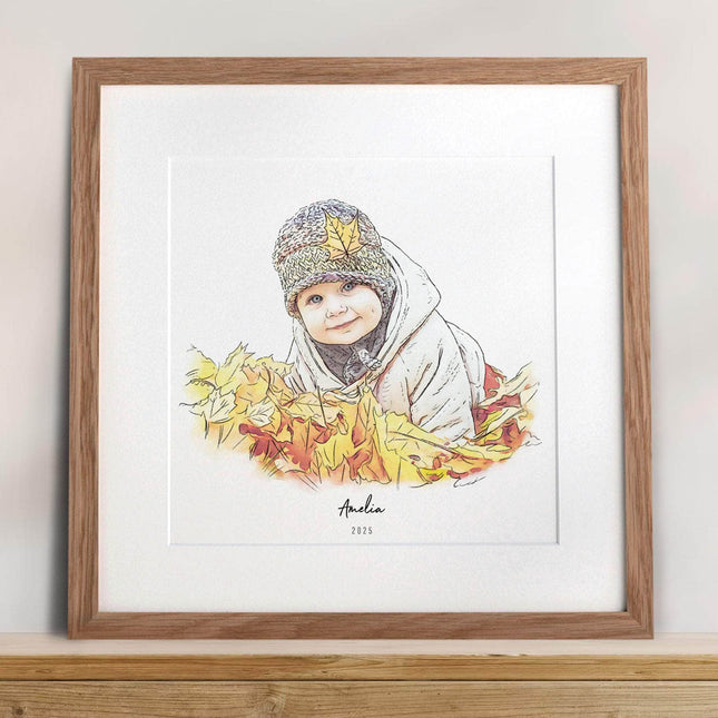 Baby's Christmas Watercolour Illustration - Custom Portrait Art