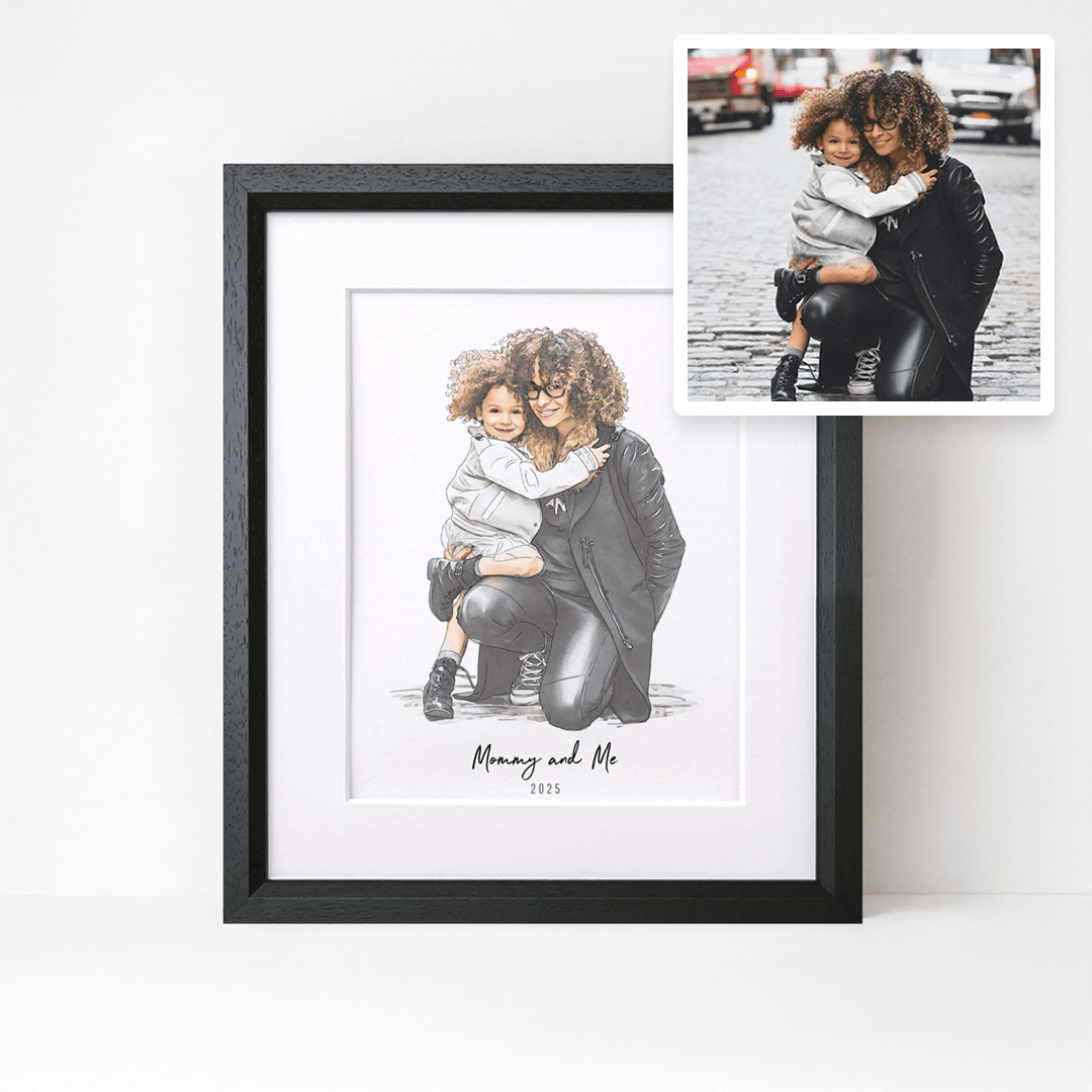 Mummy and Me Illustration - Custom Portrait Art