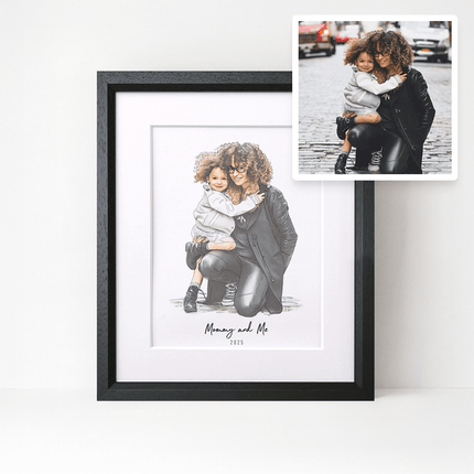 Mummy and Me Illustration - Custom Portrait Art
