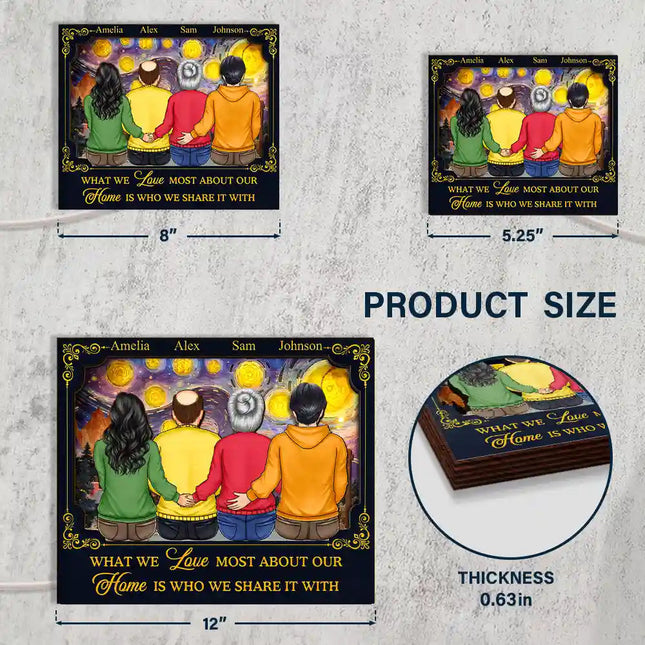 Backside Family Starry Night - Personalized LED Light Wooden Plaque