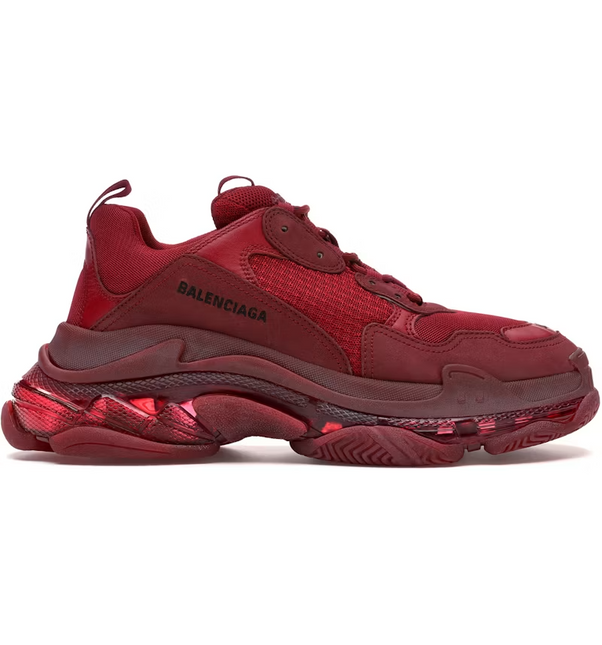 Men's Balenciaga Triple S  Burgundy Sneakers