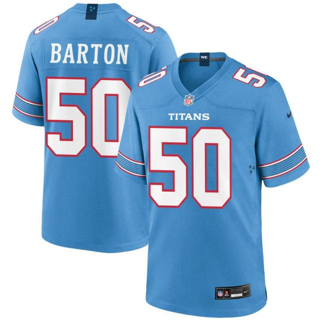 Cody Barton Tennessee Titans 2026 Game Jersey - Light Blue