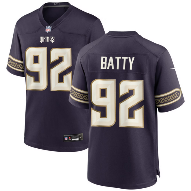 Tyler Batty Minnesota Vikings 2026 Rivalries Collection Game Jersey - Purple