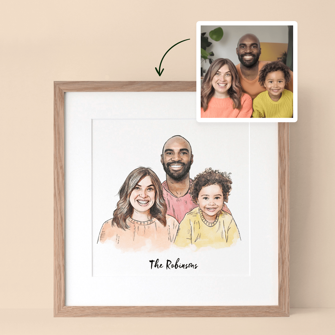 Personalised Family Line Portrait - Custom Portrait Art
