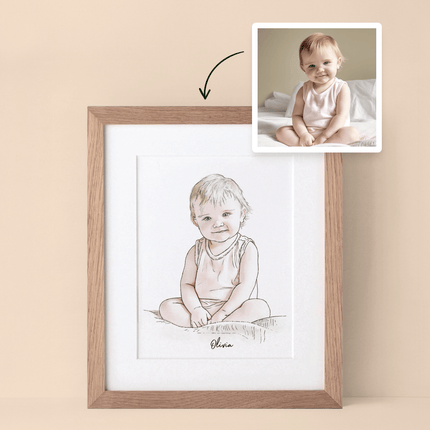 Baby's Christmas Watercolour Illustration - Custom Portrait Art