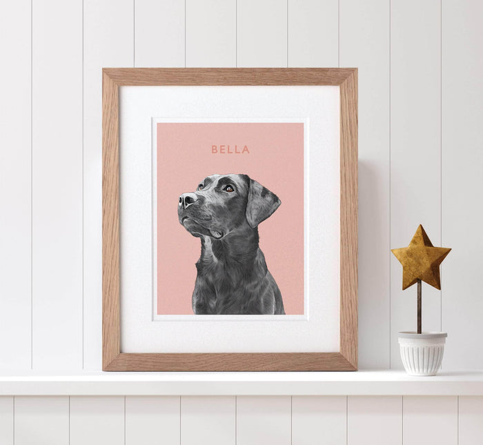 Watercolour with Colour Block Pet Dog Portrait - Custom Portrait Art