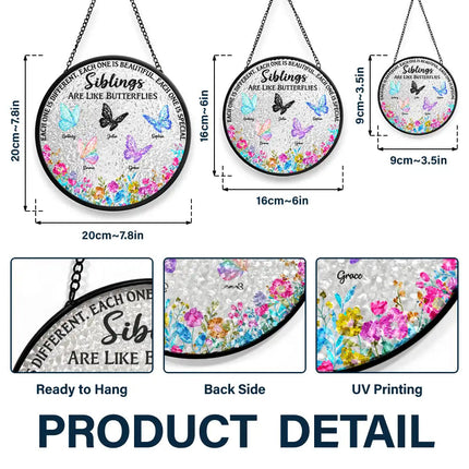 Besties Sisters Friends Are Like Butterflies Crystal Effect - Personalized Stained Glass Window Hanging Suncatcher