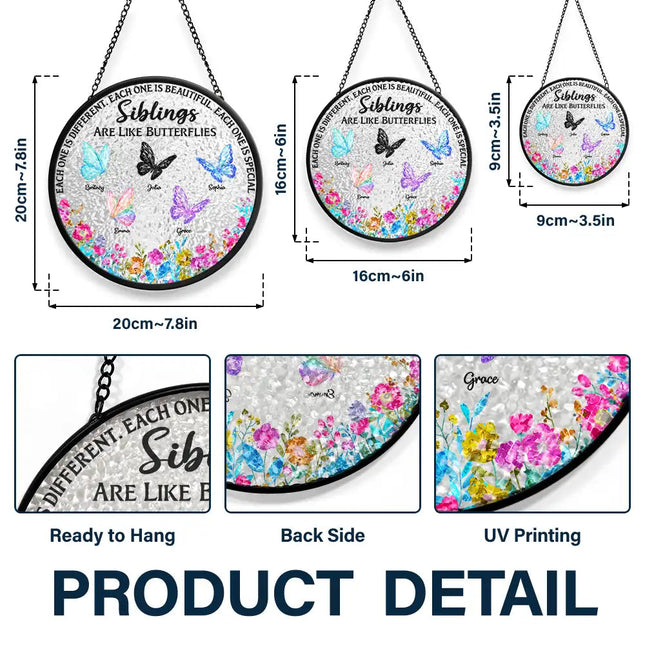 Besties Sisters Friends Are Like Butterflies Crystal Effect - Personalized Stained Glass Window Hanging Suncatcher