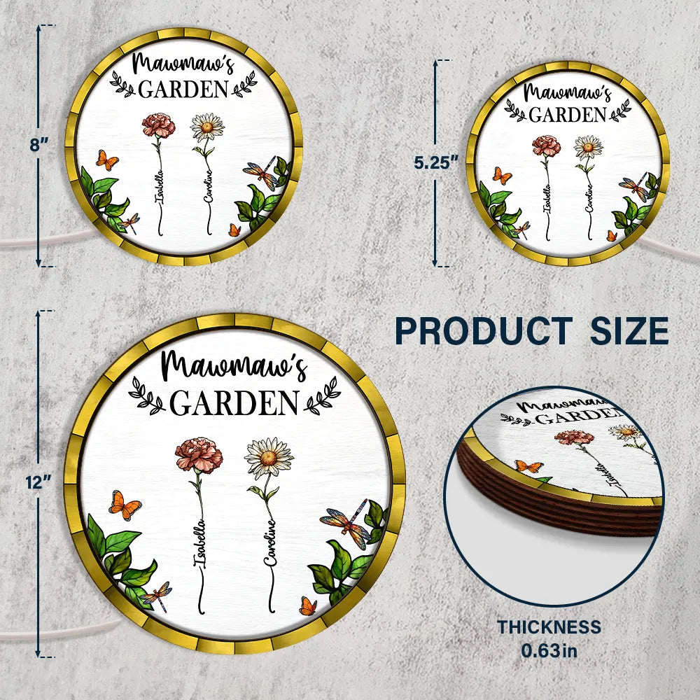 Birth Flower Grandma's Garden - Personalized LED Light Wooden Plaque