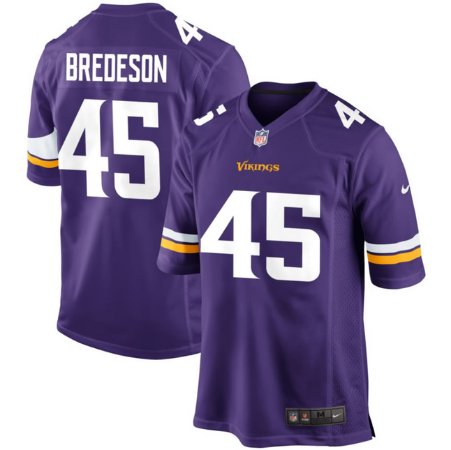 Max Bredeson Minnesota Vikings 2026 Game Jersey - Purple