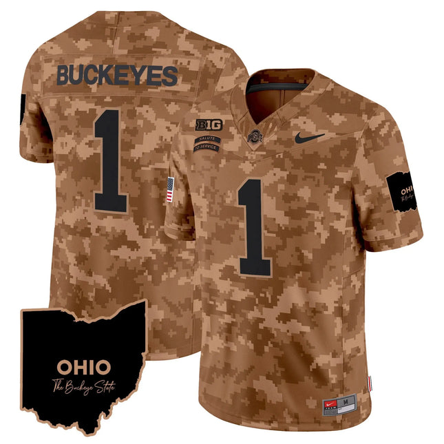 Buckeyes Ohio State Buckeyes 2026 Salute to Service Vapor Limited Jersey – Brown Camo