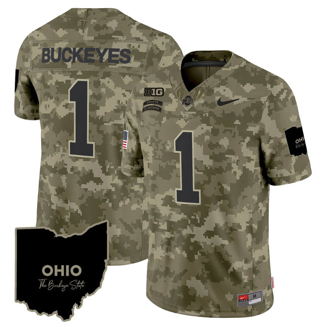 Buckeyes Ohio State Buckeyes 2026 Salute to Service Vapor Limited Jersey –Olive Camo