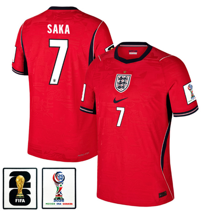 Bukayo Saka England National Team 2026 x World Cup Patch Away Jersey - Red