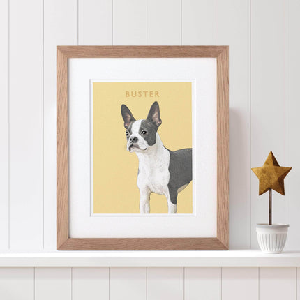 Watercolour with Colour Block Pet Dog Portrait - Custom Portrait Art