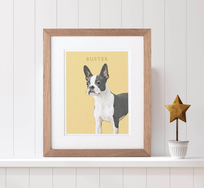 Watercolour with Colour Block Pet Dog Portrait - Custom Portrait Art